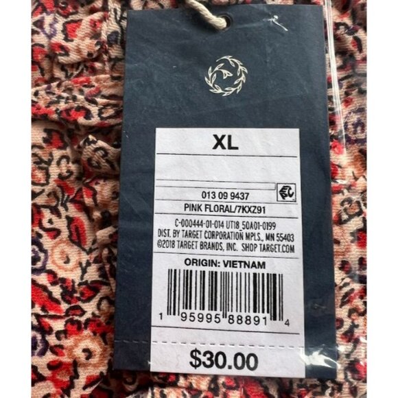 Universal Thread Women's Sleeveless Short Pintuck Dress Pink Floral XL - Picture 7 of 7